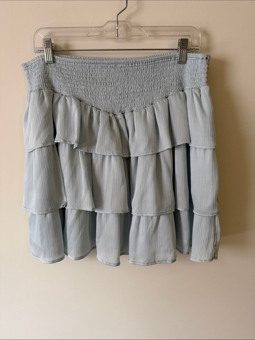 ARULA Light Blue Tiered Ruffle Mini Skirt
